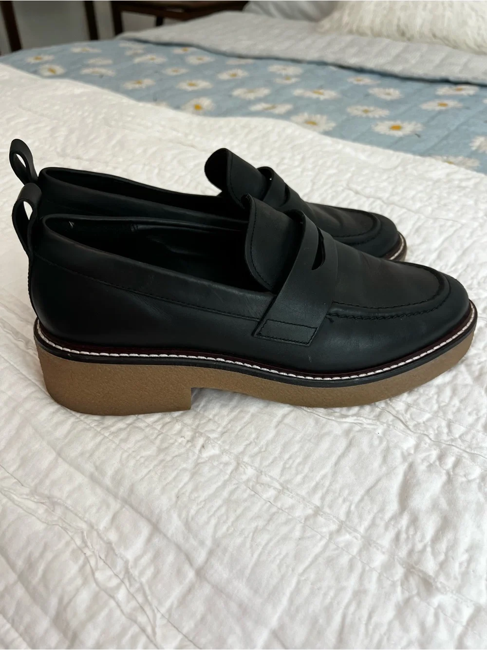 Everlane Black Leather Lug Platform Penny Loafers size 10.5